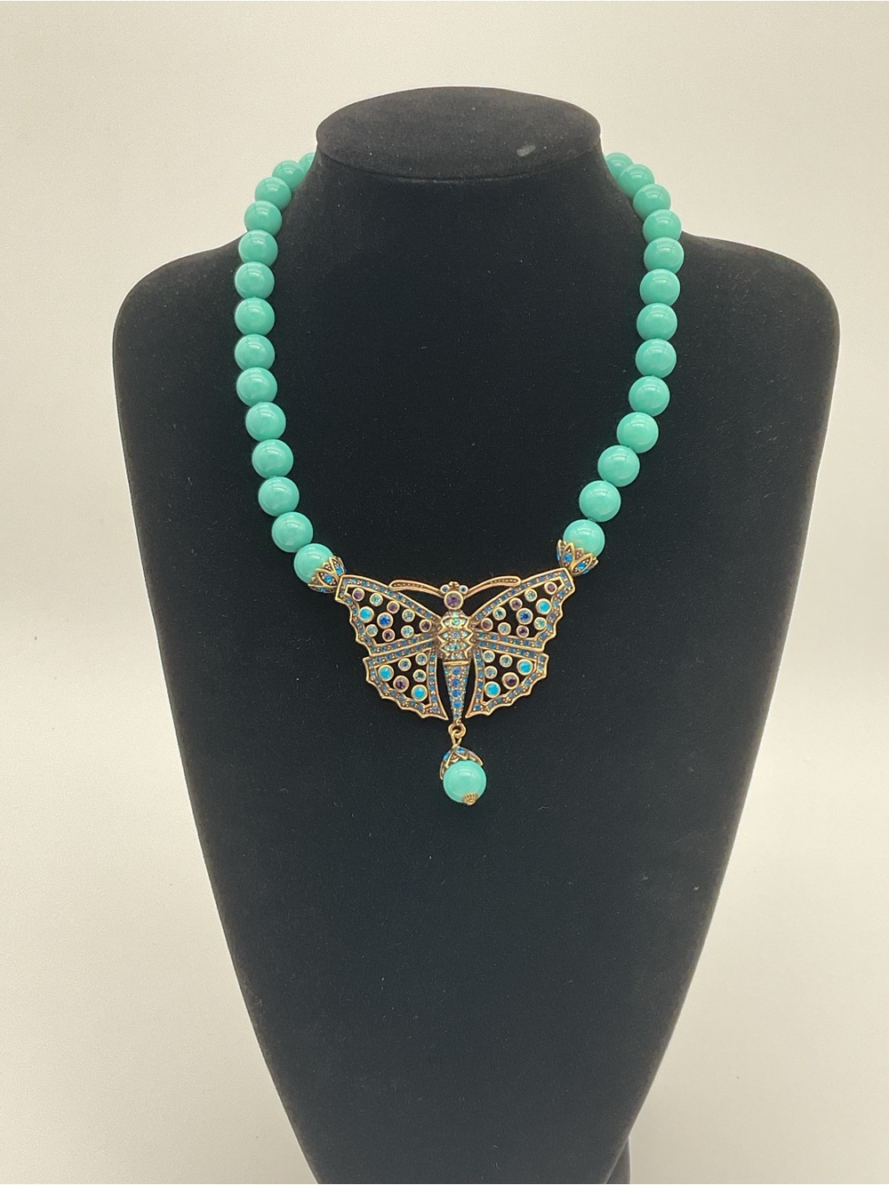 Heidi Daus Monarch Madness Turquoise Beaded Necklace with Butterfly Pendant